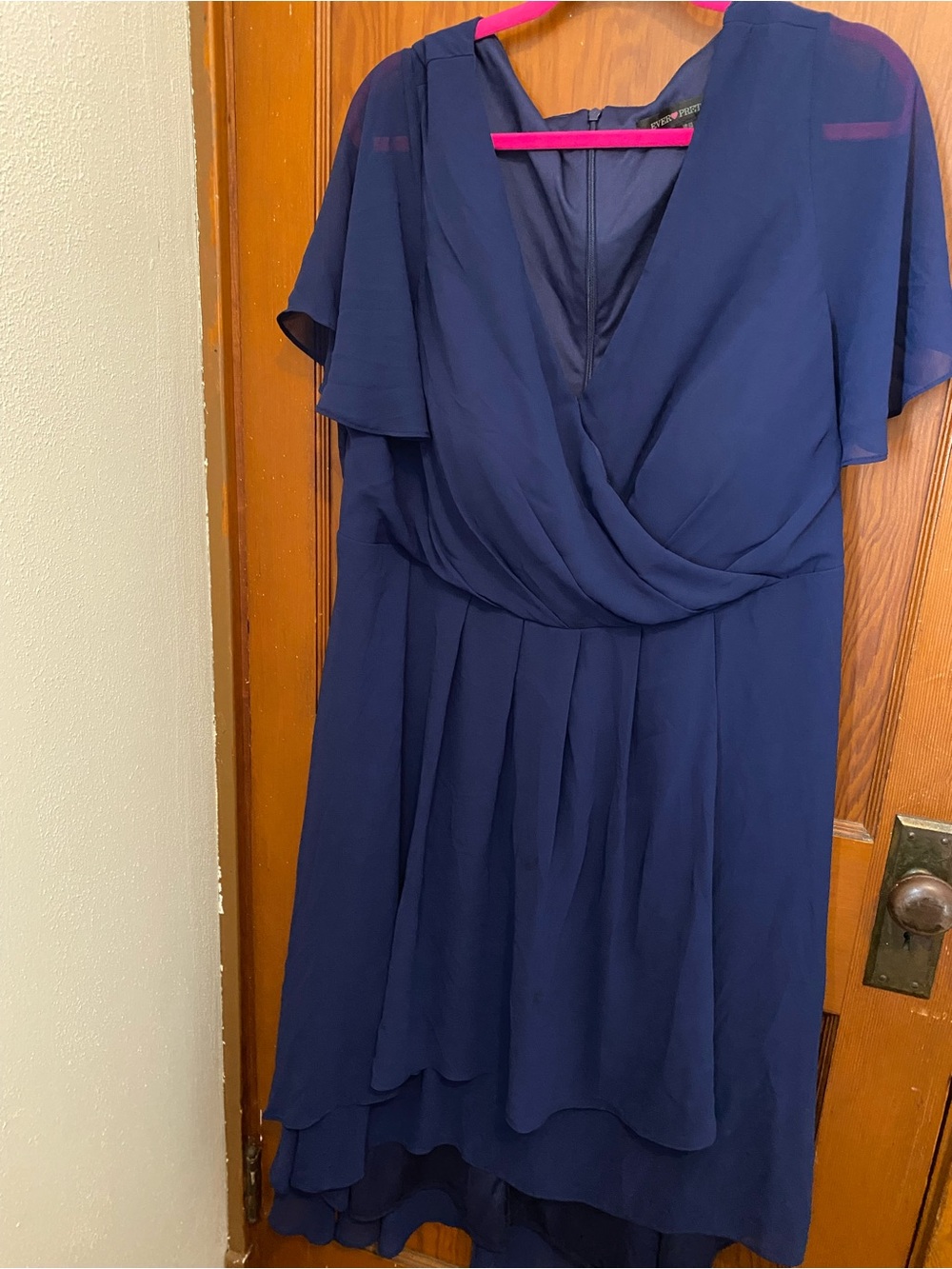 Ever Pretty Navy Layered V-Neck Midi Dress - Semi Formal Wedding Guest Dress